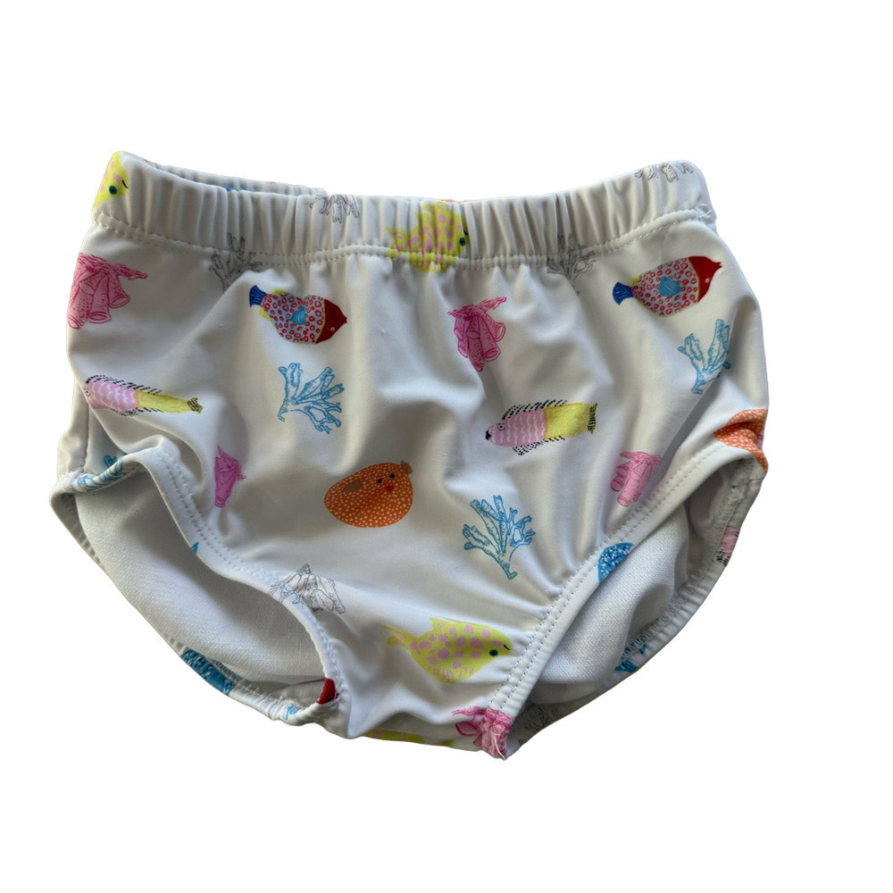 Baby Little Earthling Swim Diaper 6-9M White Multi-color